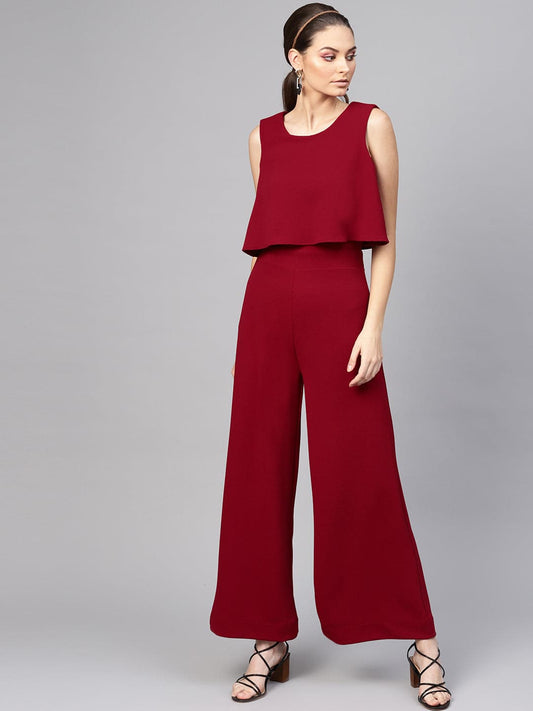 Women Sleeveless Wide Leg Jumpsuit  Elegant Solid Color Casual Outfit